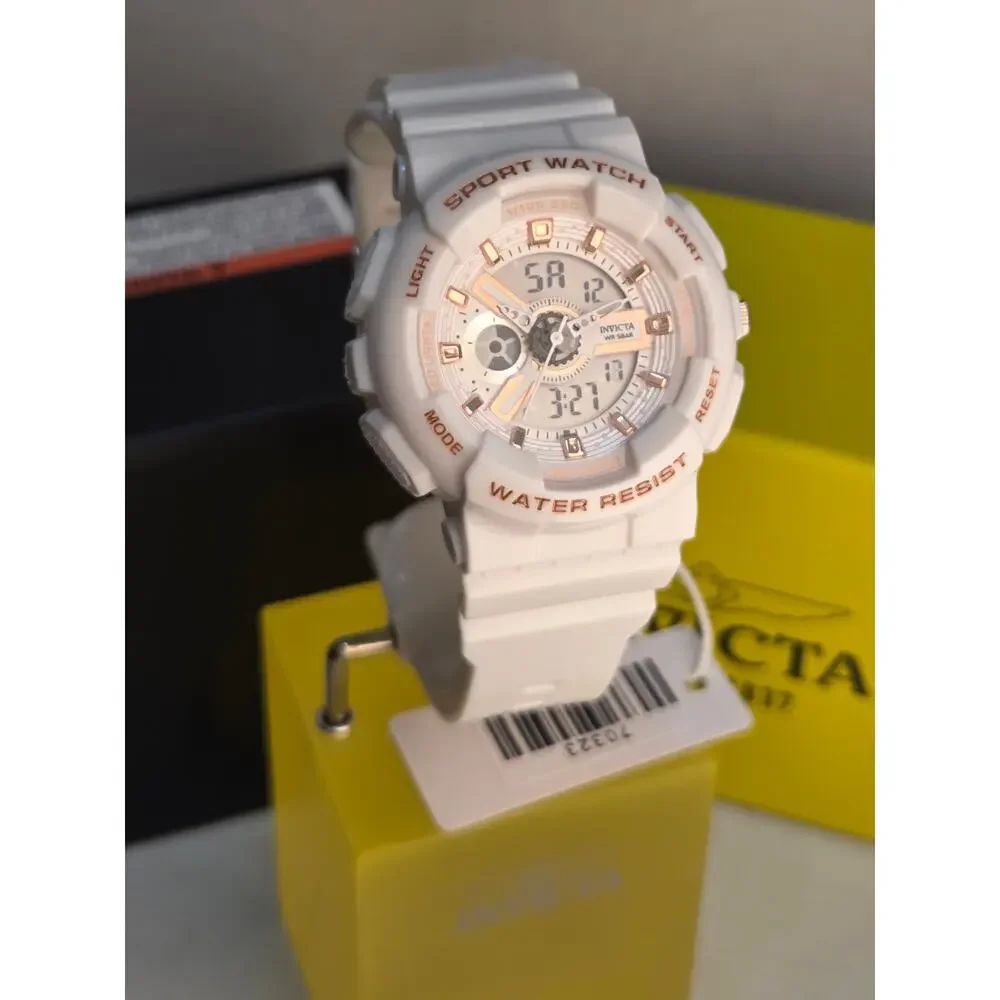 Invicta Celestial 70323 Unisex Quartz Ana Digi Watch 44mm White Rose Gold New